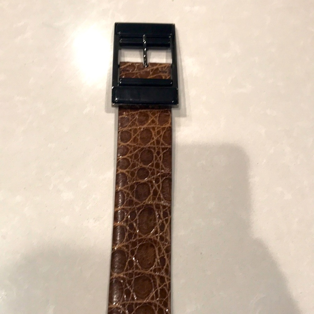 Brioni belt, handmade in Italy, Maroon crocodile.